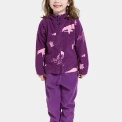 Didriksons Kids' Monte Printed Full Zip 10 Winter Ocean Purple