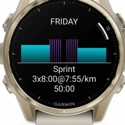 Garmin Fenix 8 Amoled 43mm, Sapphire Soft Gold - Fog Grey/Sandstone Silicone Strap