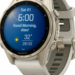 Garmin Fenix 8 Amoled 43mm, Sapphire Soft Gold - Fog Grey/Sandstone Silicone Strap