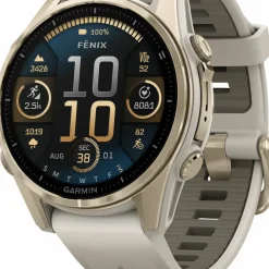 Garmin Fenix 8 Amoled 43mm, Sapphire Soft Gold - Fog Grey/Sandstone Silicone Strap