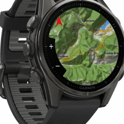 Garmin Fenix 8 Amoled 43mm, Sapphire Carbon Gray DLC Titanium - Black/Pebble Grey Silicone Strap