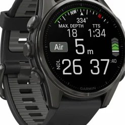 Garmin Fenix 8 Amoled 43mm, Sapphire Carbon Gray DLC Titanium - Black/Pebble Grey Silicone Strap