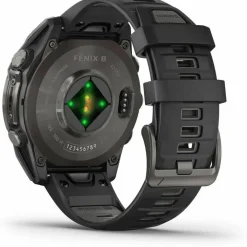 Garmin Fenix 8 Amoled 47mm, Sapphire Carbon Gray DLC Titanium - Black/Pebble Grey Silicone Strap