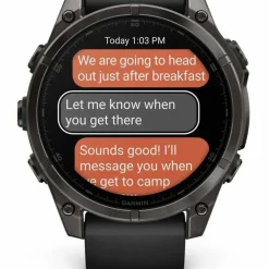 Garmin Fenix 8 Amoled 47mm, Sapphire Carbon Gray DLC Titanium - Black/Pebble Grey Silicone Strap