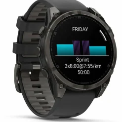 Garmin Fenix 8 Amoled 47mm, Sapphire Carbon Gray DLC Titanium - Black/Pebble Grey Silicone Strap