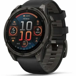 Garmin Fenix 8 Amoled 47mm, Sapphire Carbon Gray DLC Titanium - Black/Pebble Grey Silicone Strap