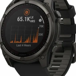 Garmin Fenix 8 Solar 51mm, Sapphire Solar Carbon Gray DLC Titanium - Black/Pebble Grey Silicone Strap