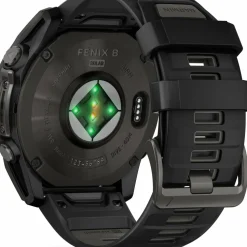 Garmin Fenix 8 Solar 51mm, Sapphire Solar Carbon Gray DLC Titanium - Black/Pebble Grey Silicone Strap