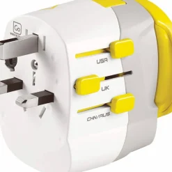 Go Travel Worldwide Adaptor + Twin USB-A Yellow