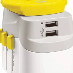 Go Travel Worldwide Adaptor + Twin USB-A Yellow