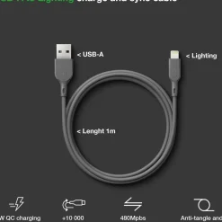 GP Batterier GP Essential Cable USB-A To Lightning 1m Grey