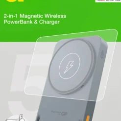 GP Batterier Magnetic Safe 2-In-1 Wireless Powerbank 5000 mAh Grey