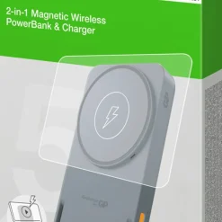 GP Batterier Magnetic Safe 2-In-1 Wireless Powerbank 5000 mAh Grey