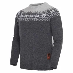 Gridarmor Men's Snøkrystall Round Neck Ullgenser Dark Grey/Light Grey/White