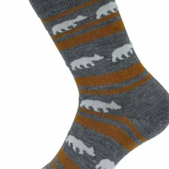 Gridarmor Striped Bear Merino Socks Grey/Beige/White