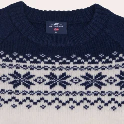 Gridarmor Women’s Snøkrystall Round Neck Ullgenser White/Dark Navy