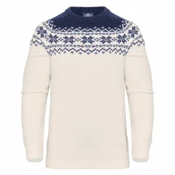 Gridarmor Women’s Snøkrystall Round Neck Ullgenser White/Dark Navy