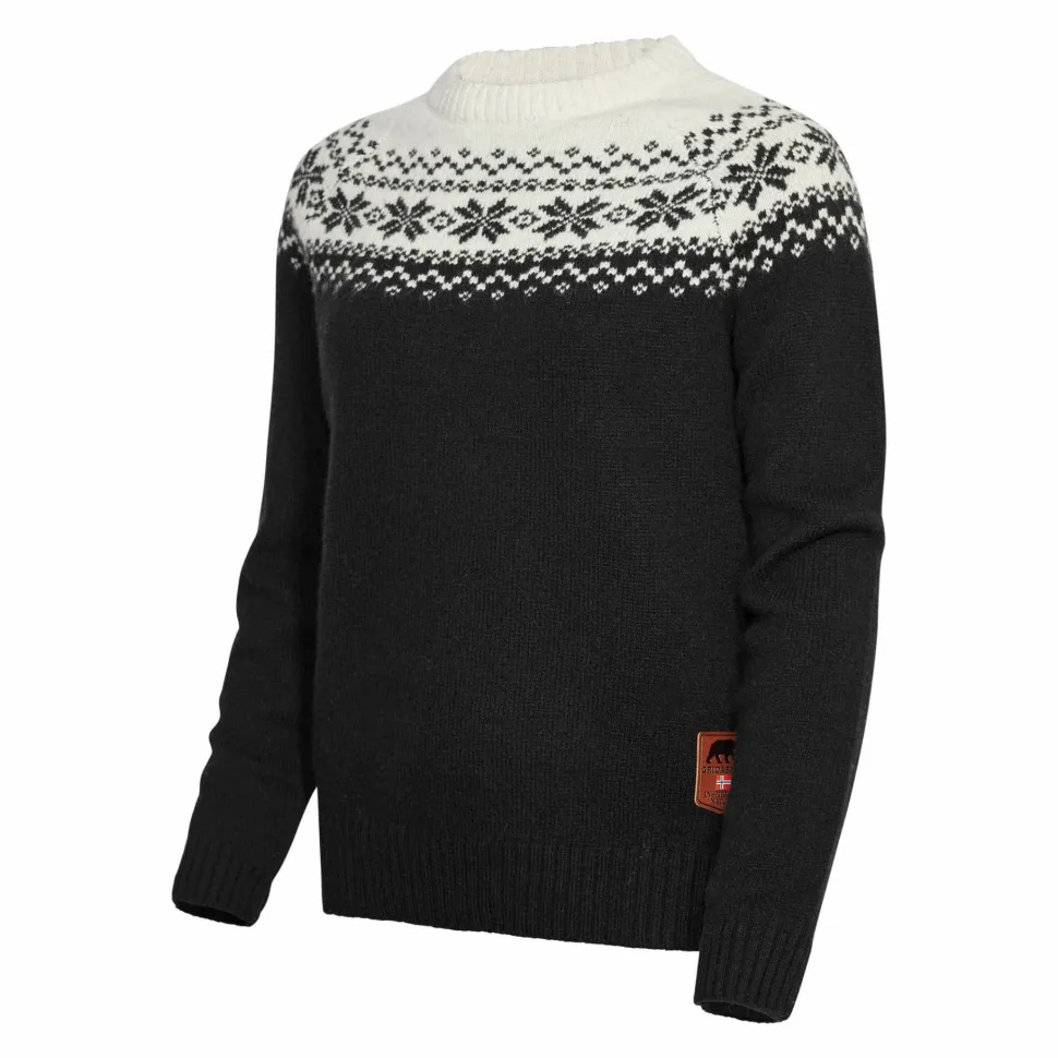Gridarmor Women’s Snøkrystall Round Neck Ullgenser Black/White
