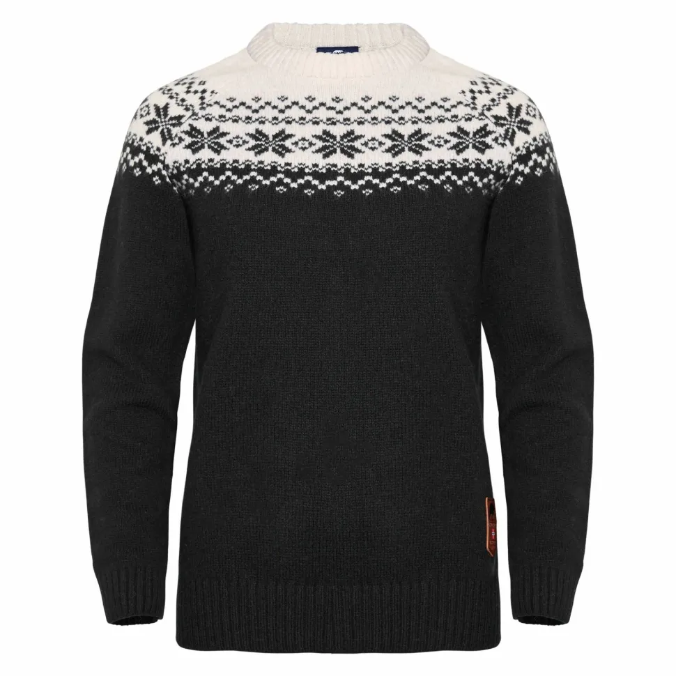 Gridarmor Women’s Snøkrystall Round Neck Ullgenser Black/White