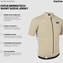 Gripgrab Men's GripGrab EXPLR Merinotech Short Sleeve Jersey Beige