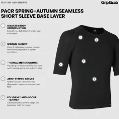 Gripgrab Unisex PACR Spring-Autumn Seamless Short Sleeve Base Layer Black
