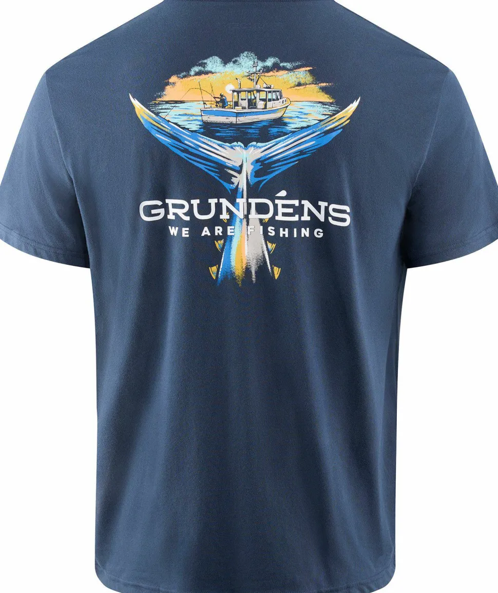 Grundéns Men's Tuna Tailscape Ss T-Shirt Blue