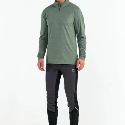 Hellner Men's Nunis Halfzip Long Sleeve Tee Laurel Wreath Melange