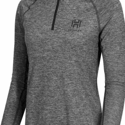 Hellner Women's Nunis Halfzip Long Sleeve Tee Black Beauty Melange