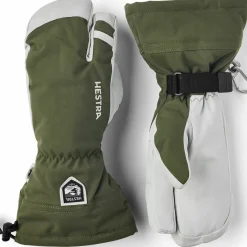 Hestra Army Leather Heli Ski 3-Finger Olive