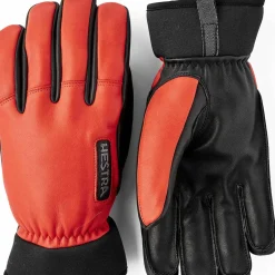 Hestra Army Leather Wool Terry 5-Finger Flame Red