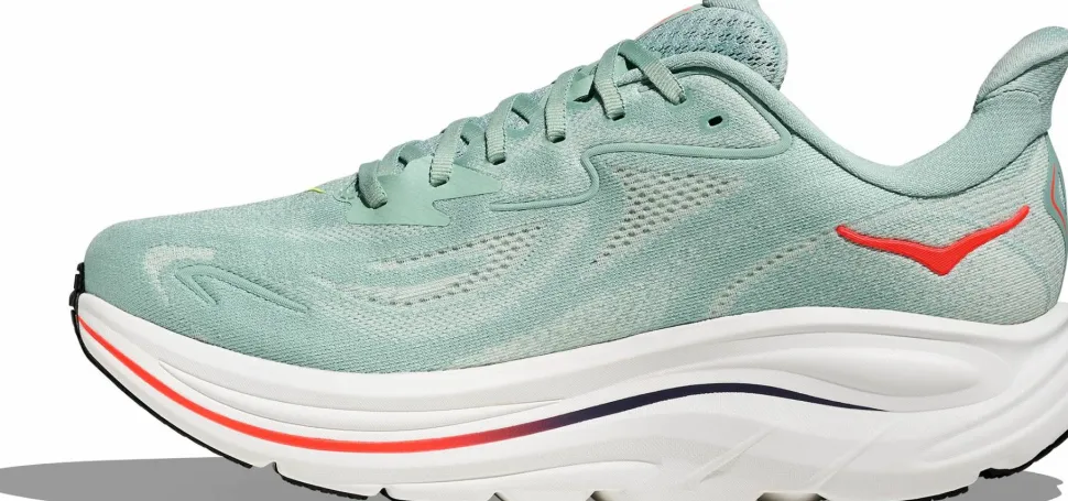 Hoka Men's Clifton 10 Wide Sage/Neon Flame