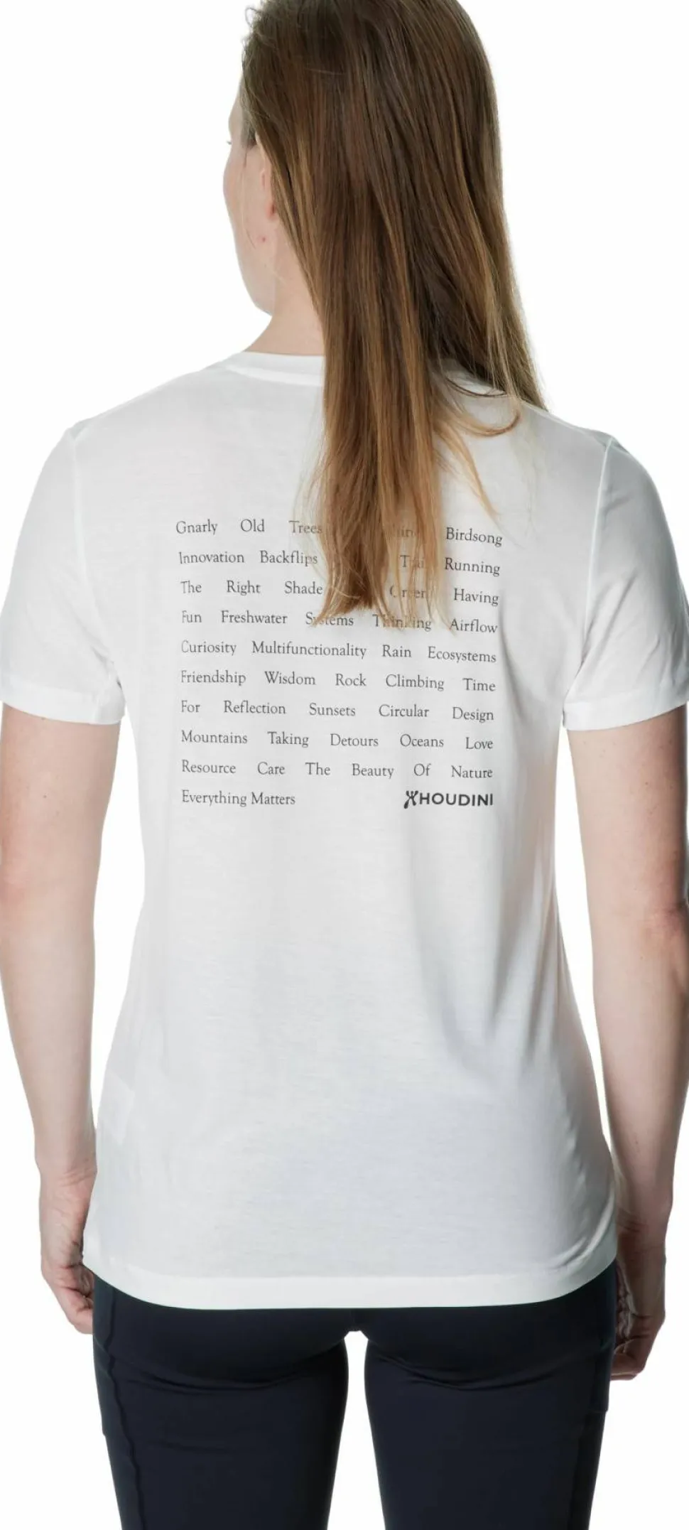 Houdini Women's Tree Message Tee Powderday White/Em Manifesto
