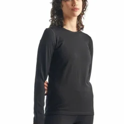 Icebreaker Women's 200 Oasis Long Sleeve Crewe Black