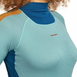 Icebreaker Women's Merino 200 Oasis+ Long Sleeve High Neck Atlantis/Hydro/Trail