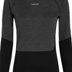 Icebreaker Women's Merino 200 Oasis+ Long Sleeve High Neck Black/Jet Hthr/Undyed