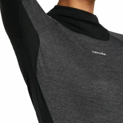 Icebreaker Women's Merino 200 Oasis+ Long Sleeve High Neck Black/Jet Hthr/Undyed