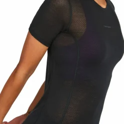 Icebreaker Women's Merino 75 Cool-Lite Featherlight Shortsleeve Crewe Black