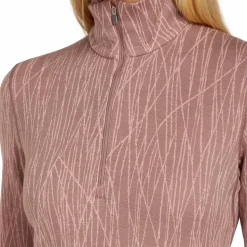 Icebreaker Women's Merino 260 Tech Vertex Long Sleeve Half Zip Delta Lines AOP Summit/Blush