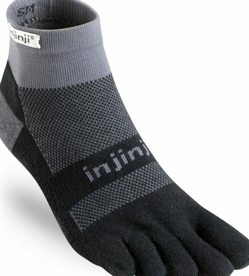 Injinji Men's Run Midweight Mini-Crew Black Gray