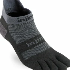 Injinji Men's Run Midweight No Show Coolmax Black Gray