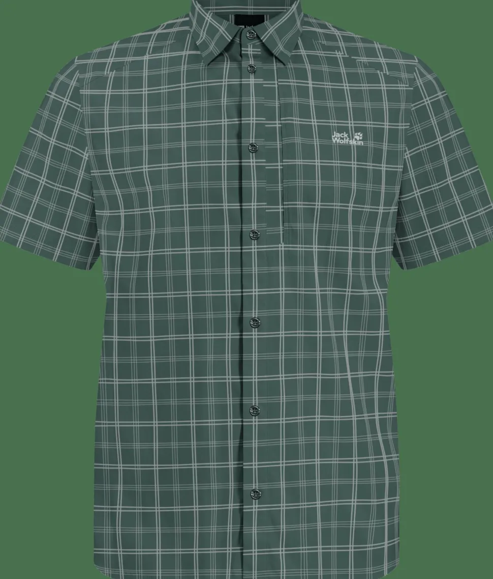 Jack Wolfskin Men's Norbo Short Sleeve Shirt Check Sago Palm