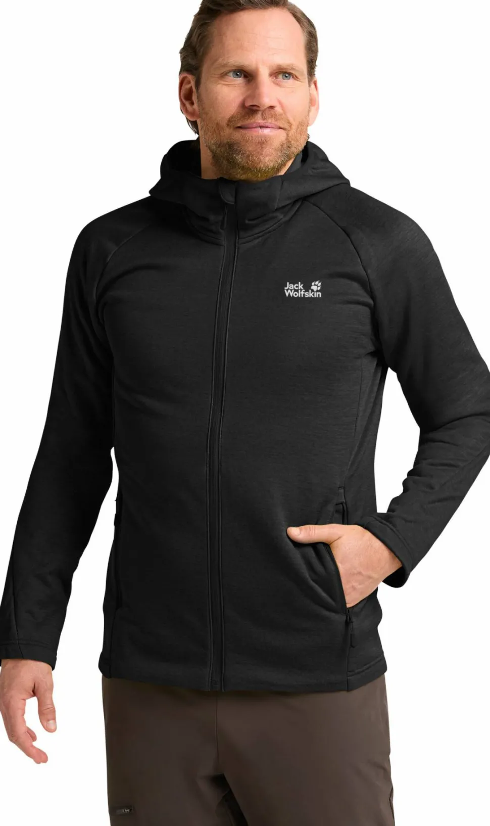 Jack Wolfskin Men's Peak District Hooded Full Zip Black