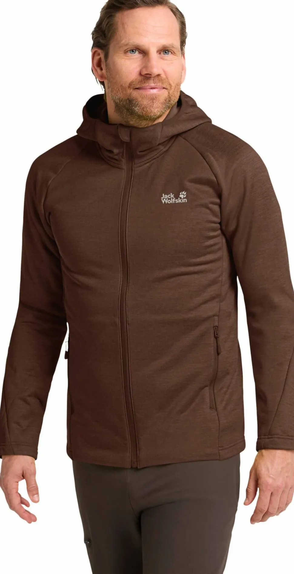 Jack Wolfskin Men's Peak District Hooded Full Zip Hot Choc