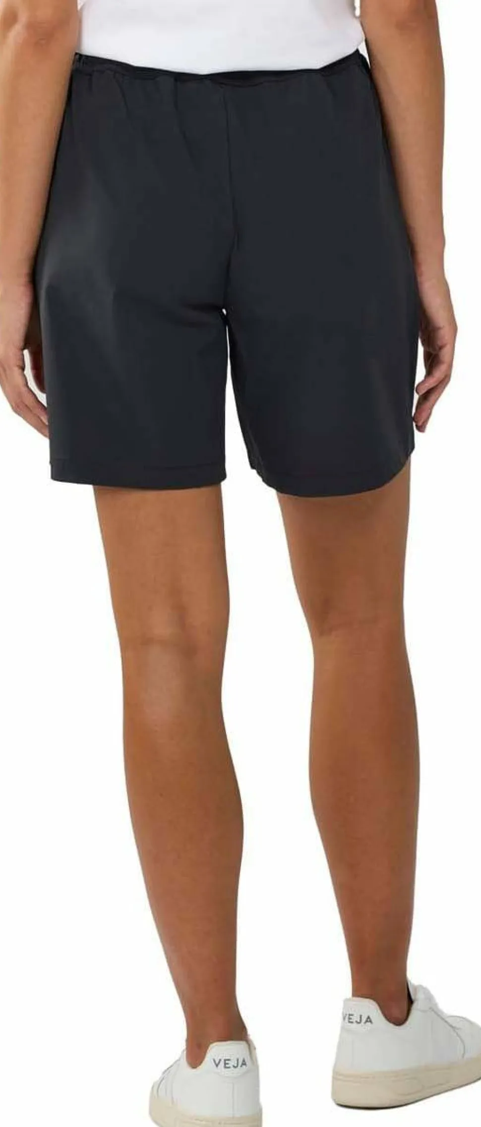 Knowledge Cotton Apparel Women's Stretch Ribstop Elastic Waist Shorts Black Jet