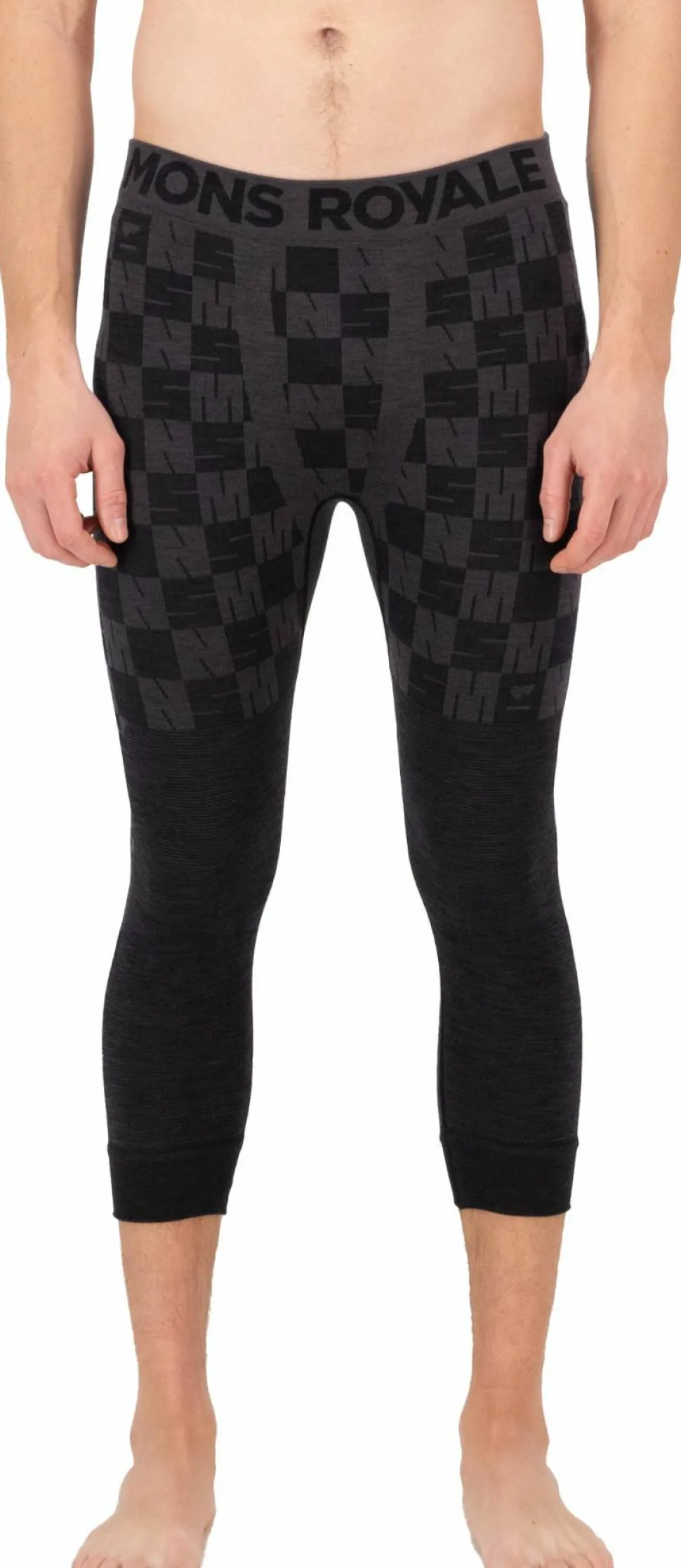 Mons Royale Men's Ascender Merino Seamless 3/4 Legging Forged Iron/Black