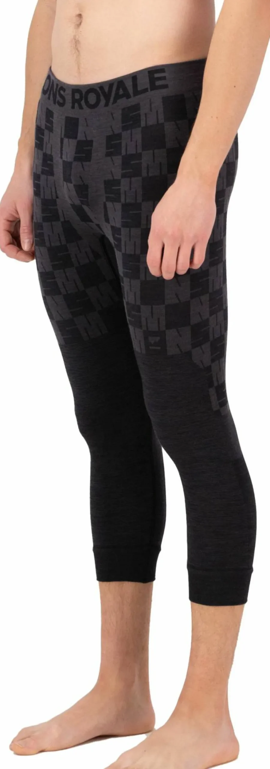 Mons Royale Men's Ascender Merino Seamless 3/4 Legging Forged Iron/Black