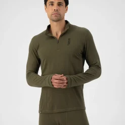 Mons Royale Men's Cascade Merino Flex 200 1/4 Zip Dark Olive