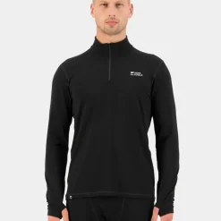 Mons Royale Men's Cascade Merino Base Layer 1/4 Zip Long Sleeve Black