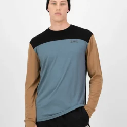 Mons Royale Men's Yotei Merino Long Sleeve Goblin Blue/Toffee/Black