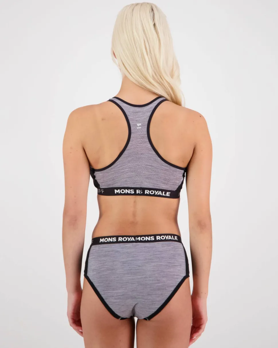 Mons Royale Sierra Sports Bra Grey Heather / Black